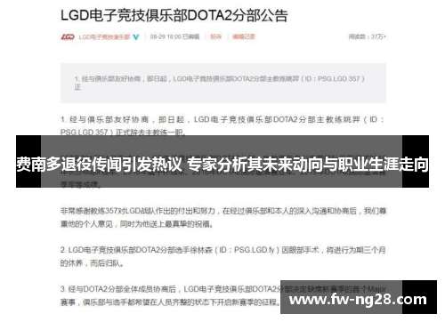 费南多退役传闻引发热议 专家分析其未来动向与职业生涯走向
